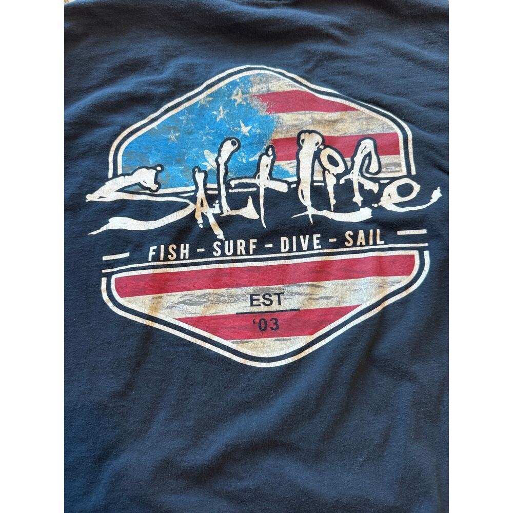 SALT LIFE Long Sleeve T-shirt, Navy Blue, size men's Medium - Picture 4 of 8
